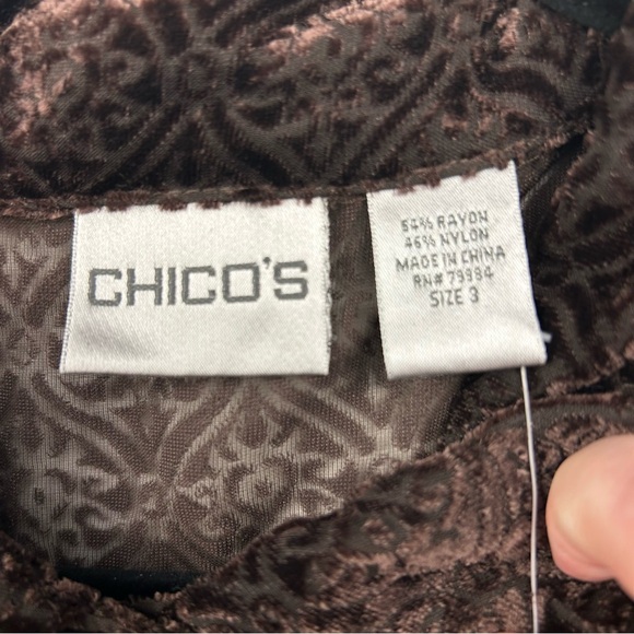 Chico's Rich Brown Patterned Blouse - Picture 3 of 7
